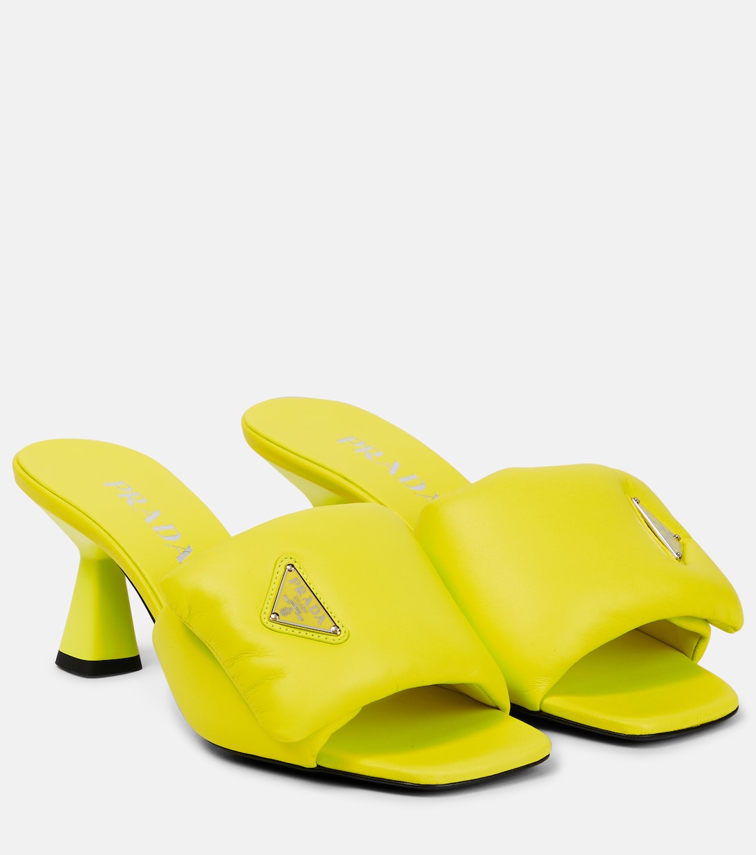 Кожаные мулесы с мягкой подкладкой Prada, Giallo Fluo