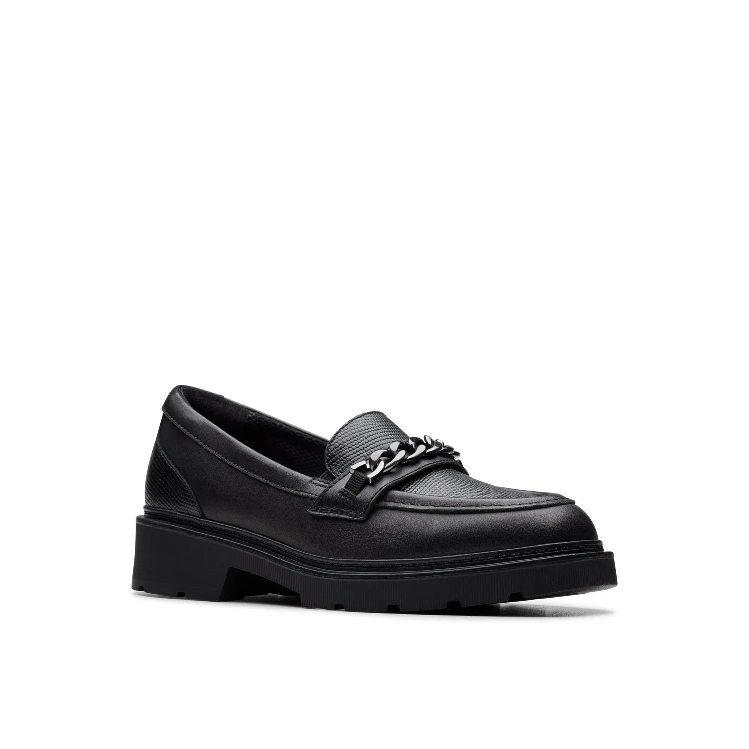 Лоферы Clarks Eris Edge Youth для девочек, черные, с рифленой подошвой — фото 4