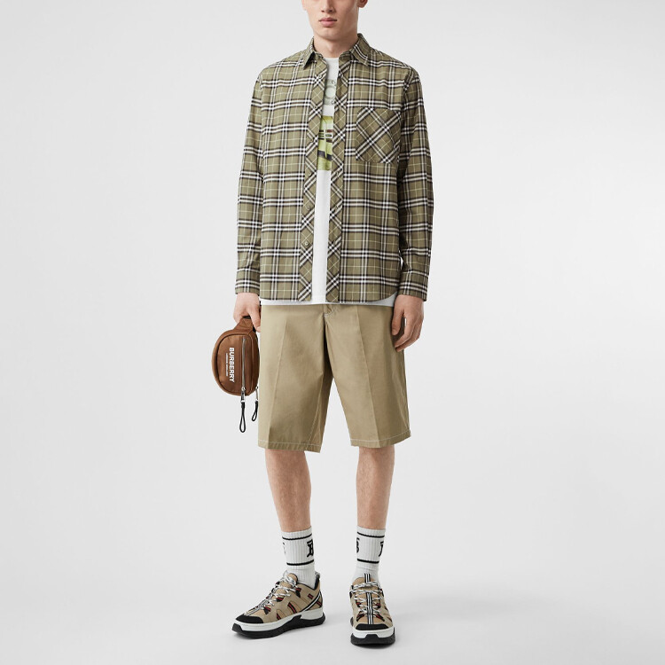 Рубашка мужская Burberry, классическая, зеленый — фото 2