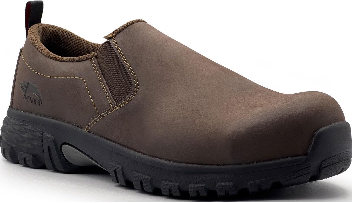 

Мужские туфли Avenger Flight с композитным носком, антистатичные, кожаные, без шнурков Avenger Work Boots, коричневый