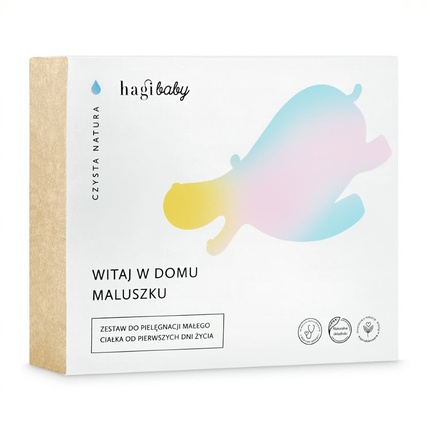 

Hagi_Set Baby Welcome To Your Home Детский крем под подгузник 50 мл + Масло для тела 150 мл + Крем для лица и тела 50 мл + Мыло 100 г + Гель для тела и волос 250 мл Hagiset