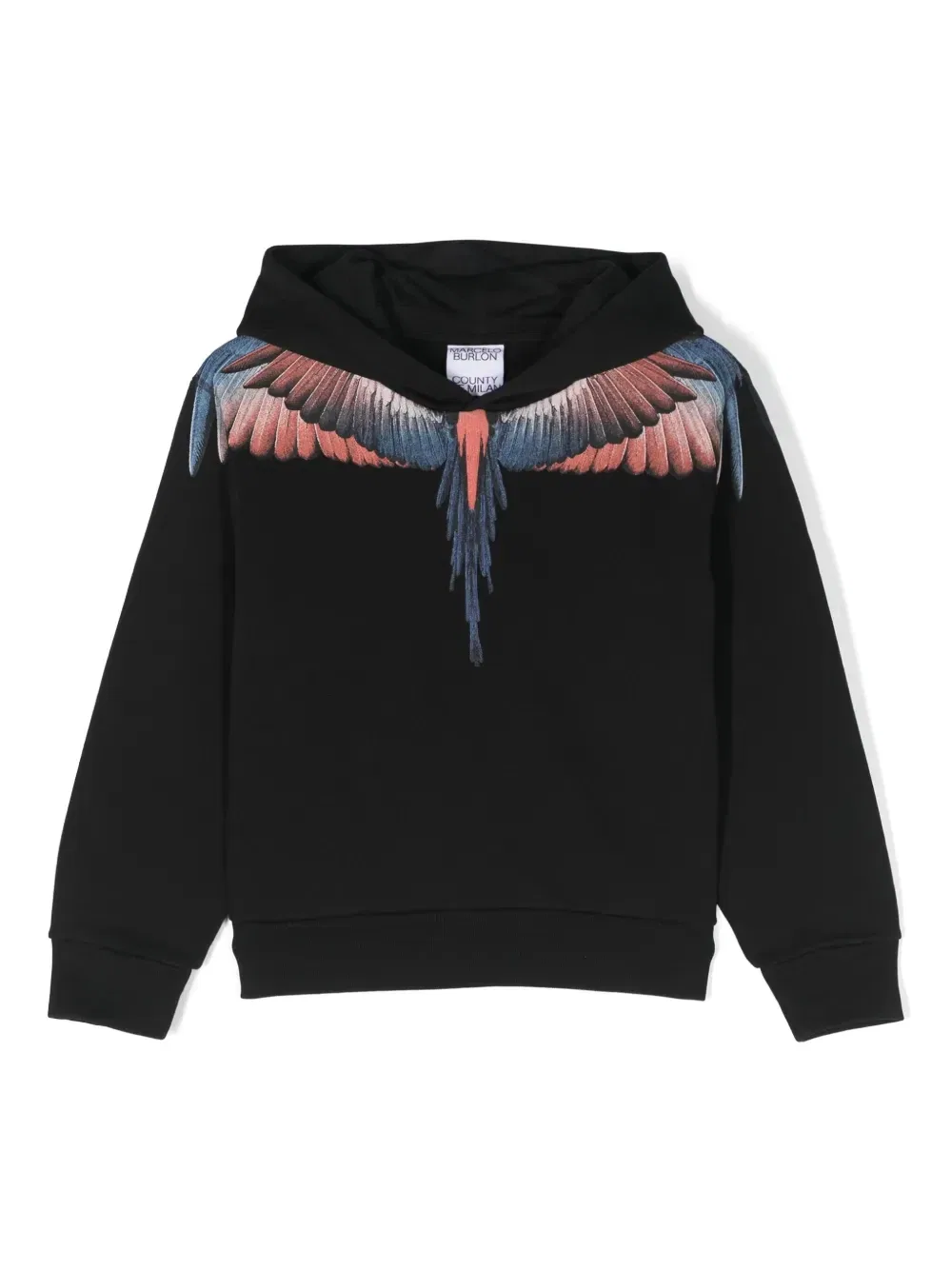 Худи из органического хлопка с принтом Wings County of Milan Kids, черный