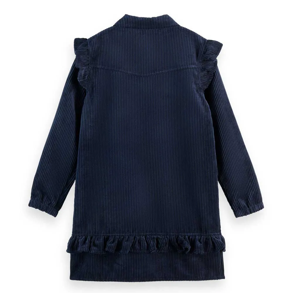 Платье с длинным рукавом Scotch & Soda Corduroy Ruffle Details, синий — фото 2