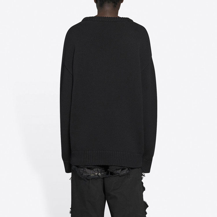 Свитер Balenciaga BB Laurel Crown Logo Crewneck Knitted Sweater 'Black', черный — фото 4