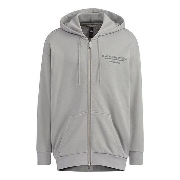 

Толстовка Men's adidas Alphabet Printing Pattern Drawstring Hooded Long Sleeves Jacket Light Grey, серый