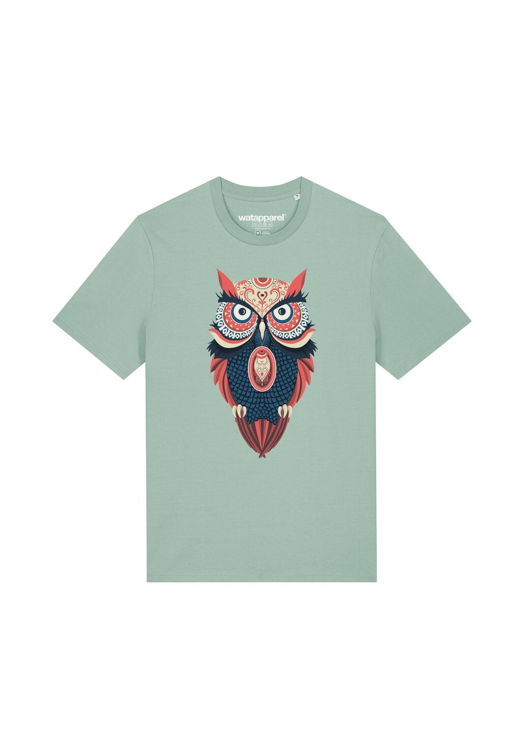 

Футболка с принтом COLORFUL OWL watapparel, бирюзовый