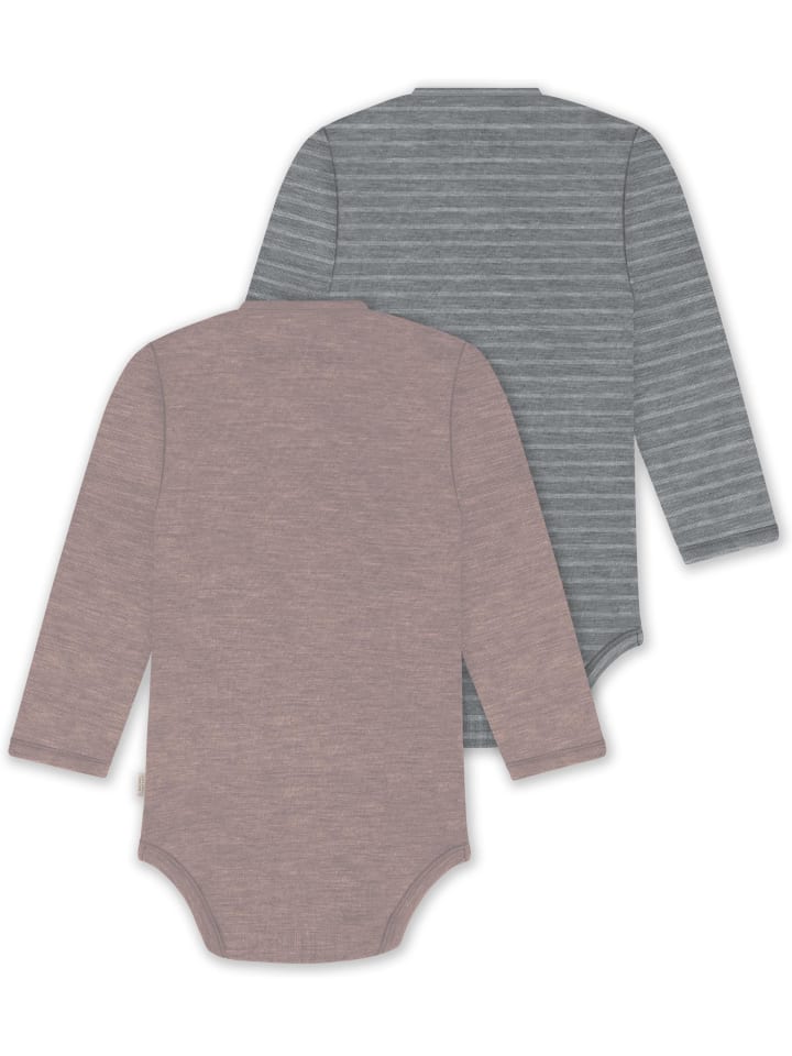 Normani Outdoor Sports Комплект из 2 органических детских боди с длинными рукавами, розово-серого цвета — фото 2