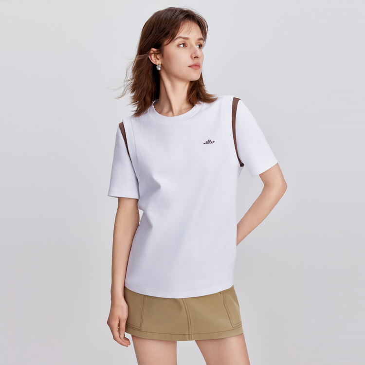 

ELLE Футболка Women's White Crew Neck Moderate Others