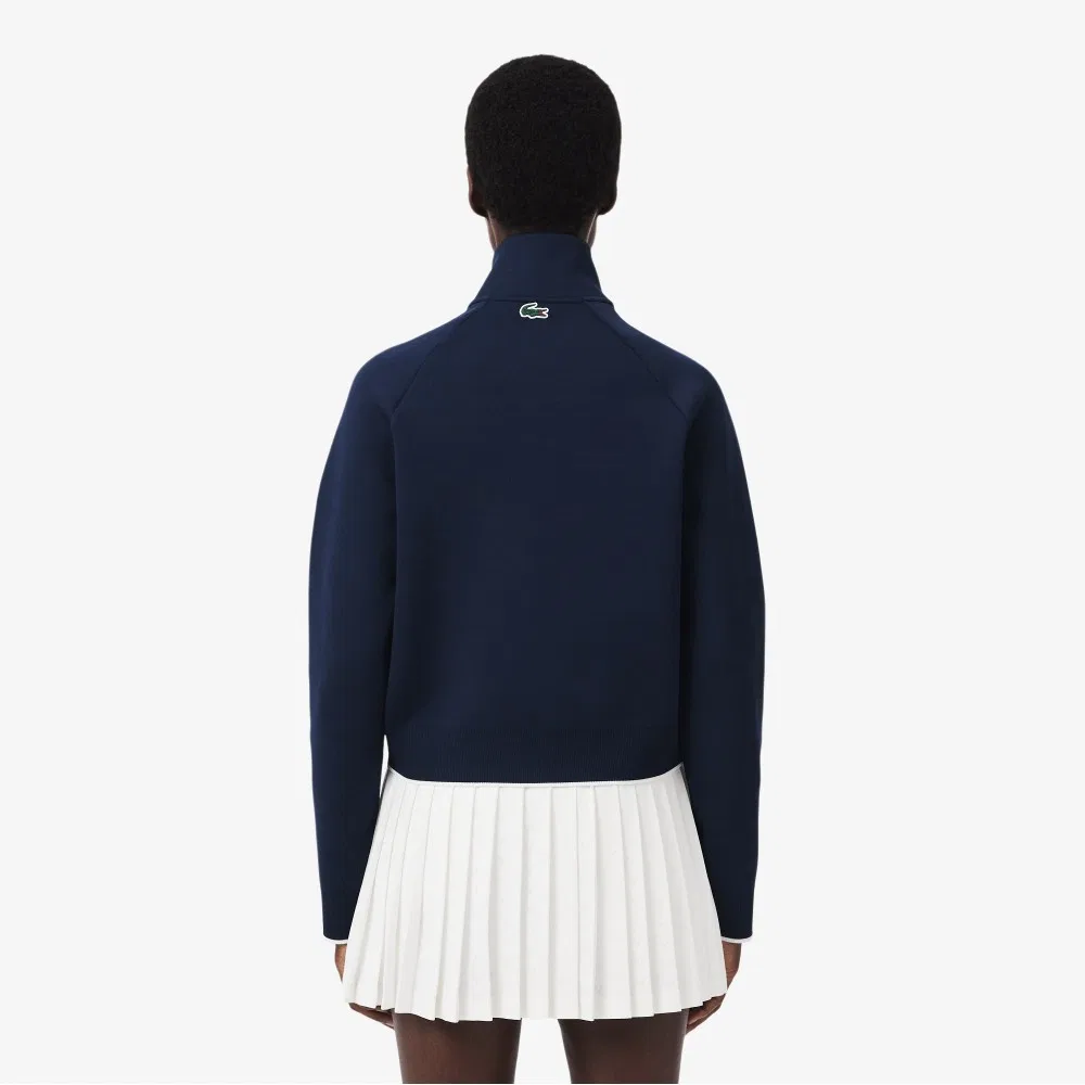Толстовка Lacoste Heritage, женская теннисная на молнии, тёмно-синяя — фото 4