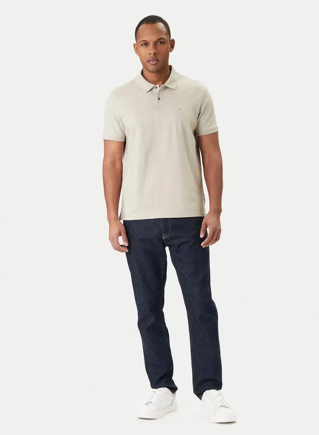Поло с принтом Slim fit pique Calvin Klein, бежевый — фото 4