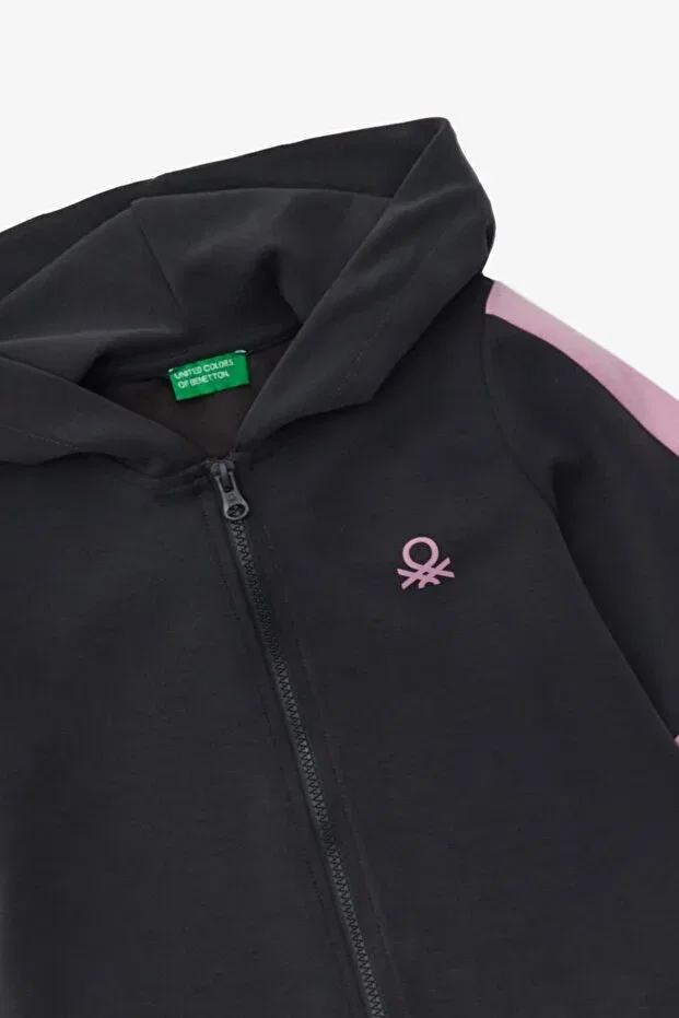 Детское худи для девочек с капюшоном United Colors Of Benetton, Anthracite — фото 2
