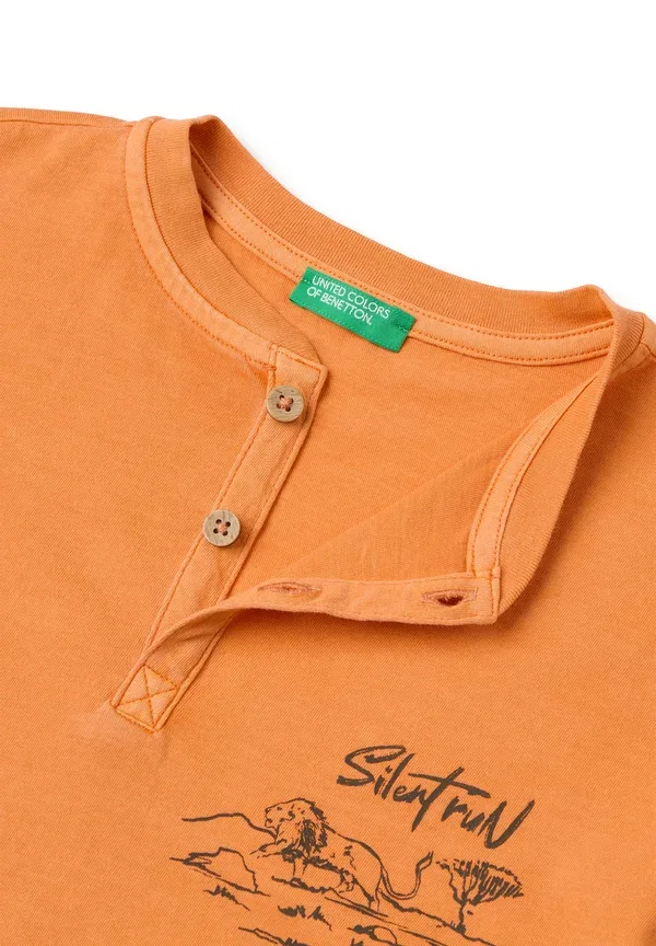 Свободная футболка с короткими рукавами и принтом United Colors Of Benetton, оранжевый — фото 3