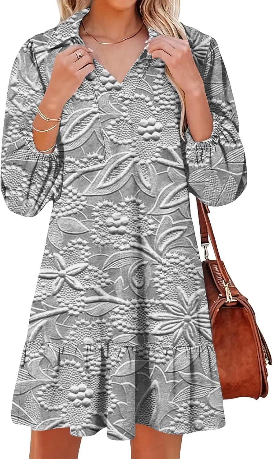 Женское платье с градиентом V-образным вырезом, Long, Gray