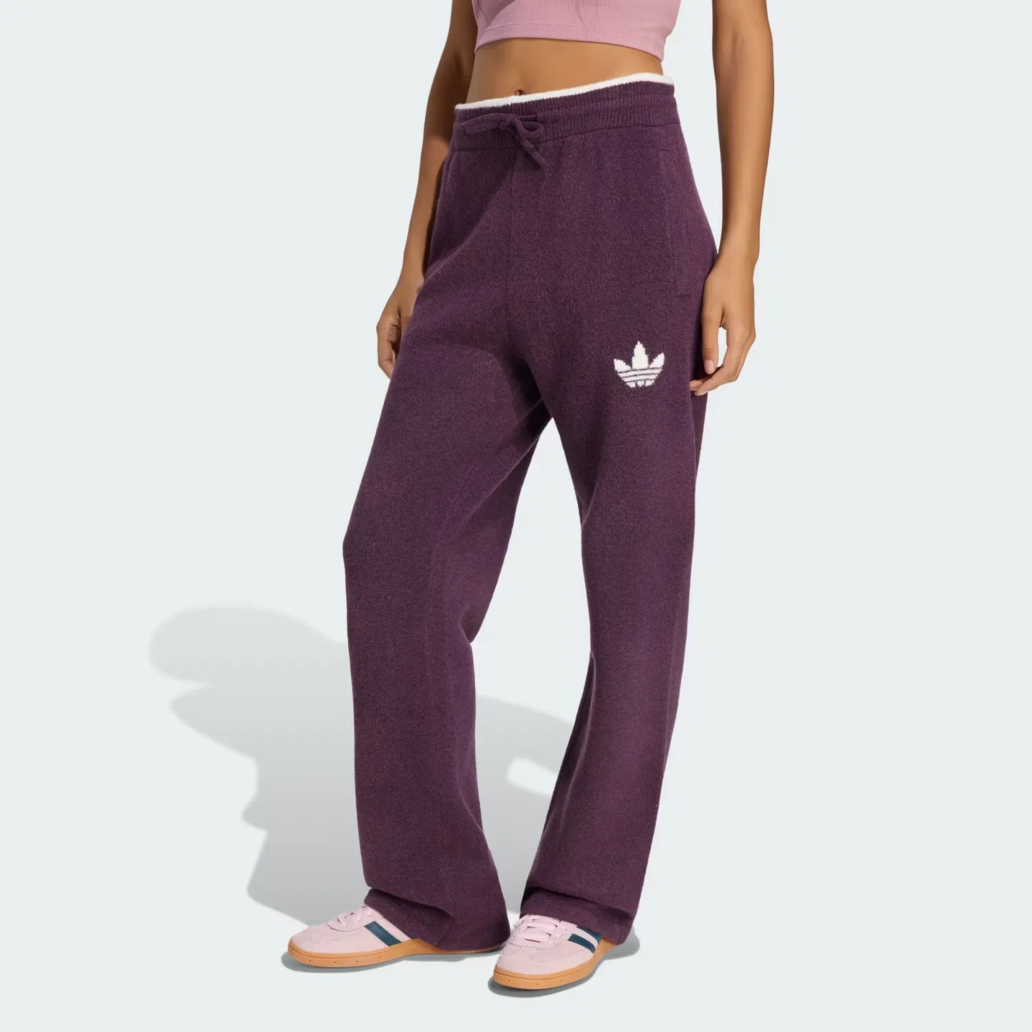 Женские вязаные брюки свободного кроя Knit Tipping Pants Adidas Originals, Noble Red/Кремово-белый