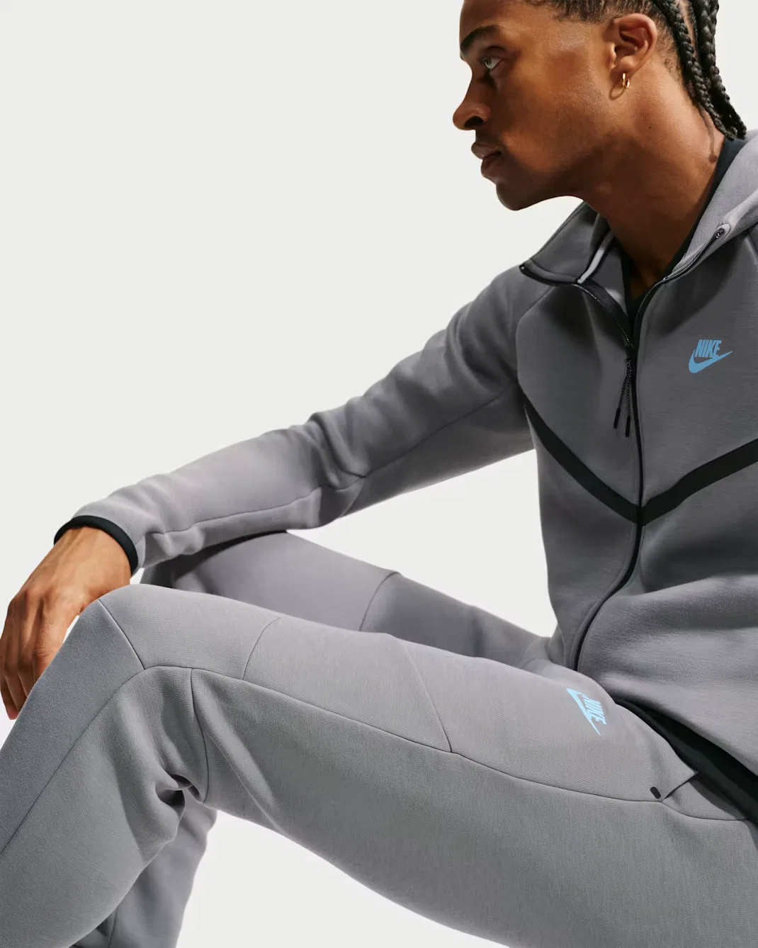 Мужские флисовые спортивные брюки Nike Tech, Smoke Grey/Football Blue — фото 4