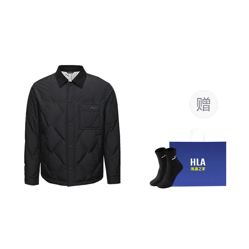 Детский пуховик с лацканами, модель Black 53(Socks Combo), HLA, Black 53(Socks Combo)
