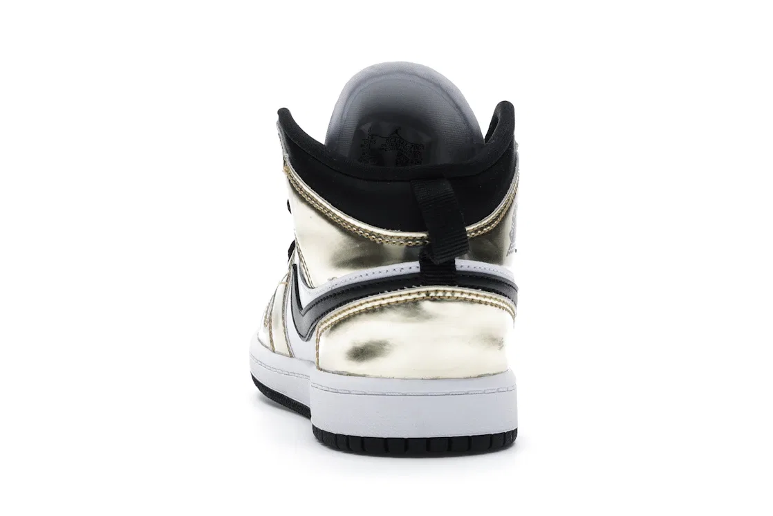 Детские кроссовки с металлическим покрытием Jordan 1 Mid Jordan, Metallic Gold/Black-White-Black — фото 4
