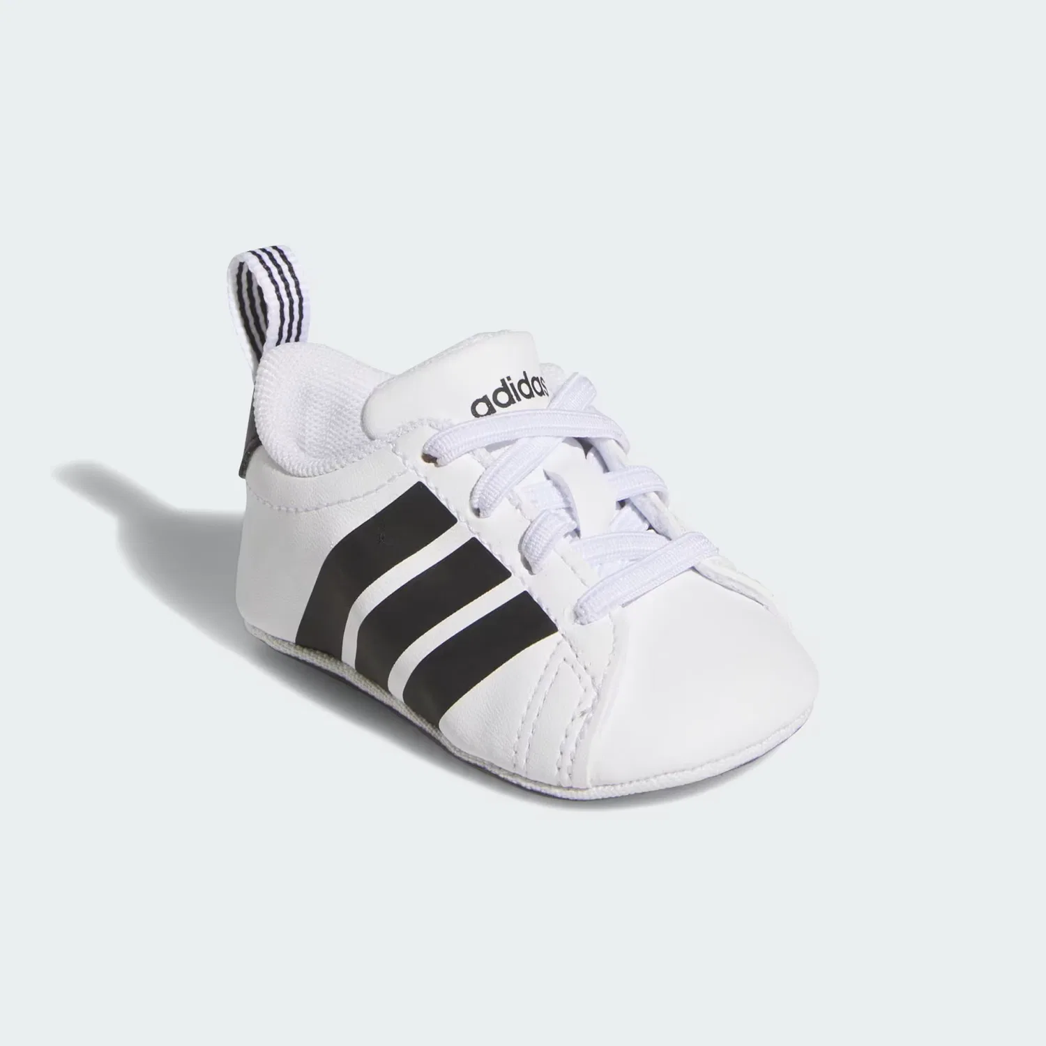Детские кроссовки-пинетки на эластичных шнурках Grand Court Crib Adidas Sportswear, белый/черный — фото 4