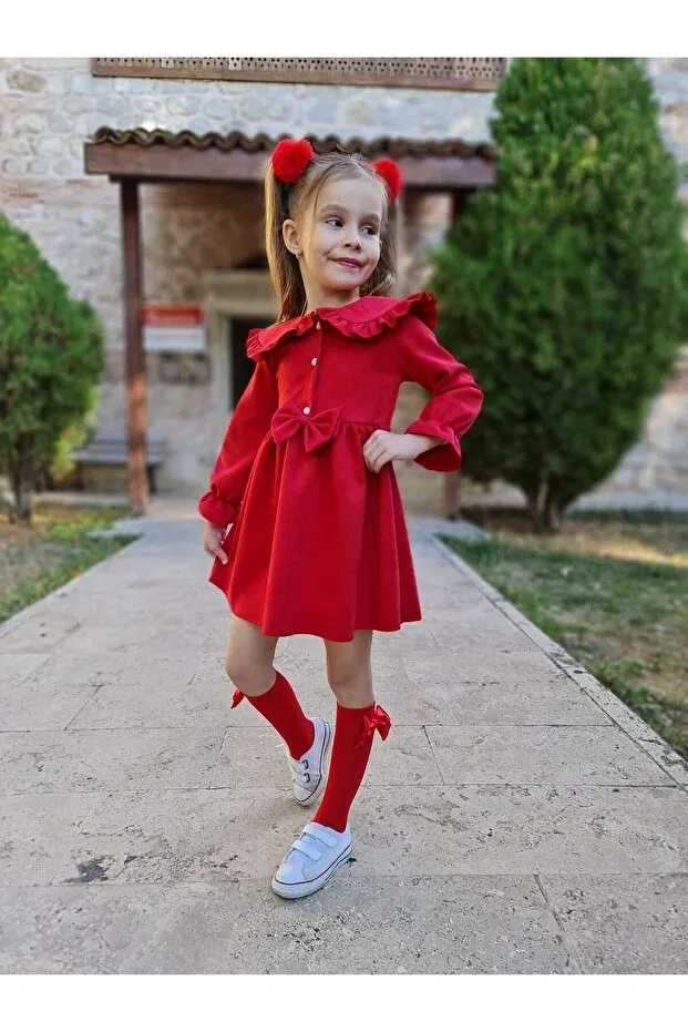 Детское платье для девочек с длинным рукавом Ysferbutik, Red