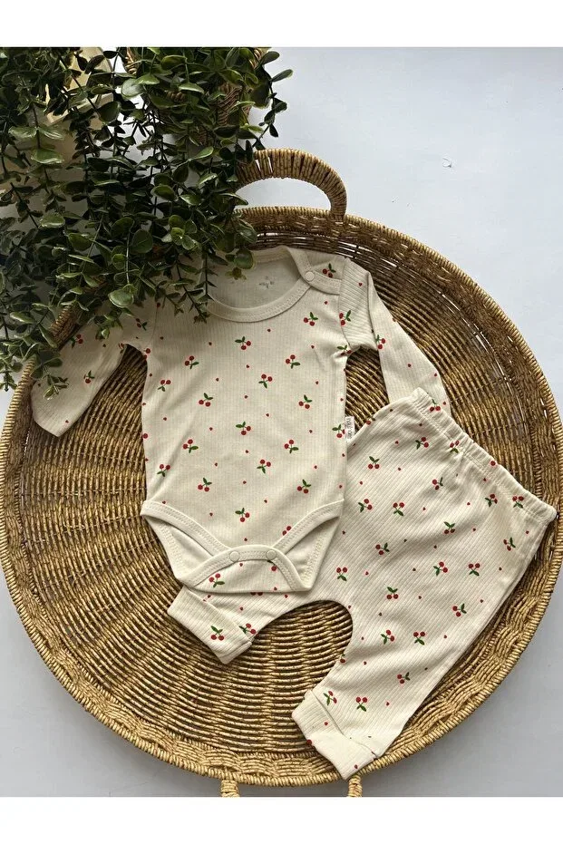 Детский для новорожденных боди с принтом Lovmi baby double set Nayinom, Beige — фото 2