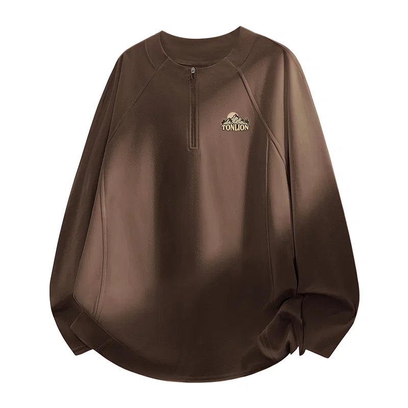 Детский лонгслив с принтом Raglan Half-Zip Tonlion, Коричневый
