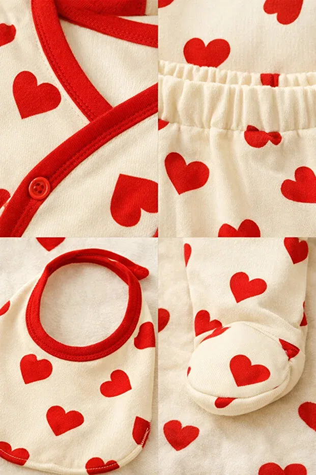Детский комплект боди для девочек хлопковый Asyaden Baby, Red — фото 2