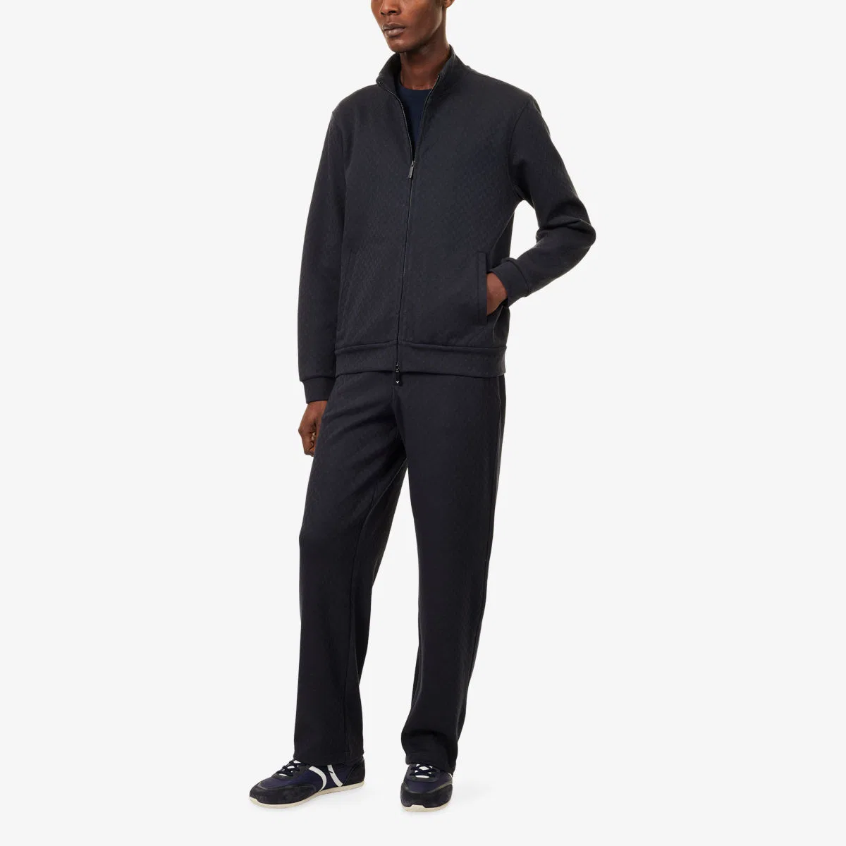Спортивная куртка из хлопковой смеси с высоким воротником и монограммой Emporio Armani — фото 2
