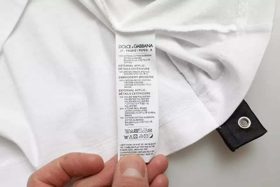 Женская футболка с принтом-слоганом и шнуровкой White Slogan Print Lacing Detailed T-shirt Dolce & Gabbana, White — фото 2