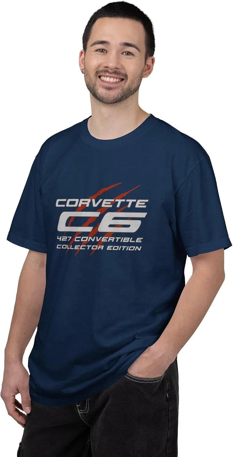 Женская футболка с принтом Premium C6 Racing Logo, тёмно-синий — фото 2