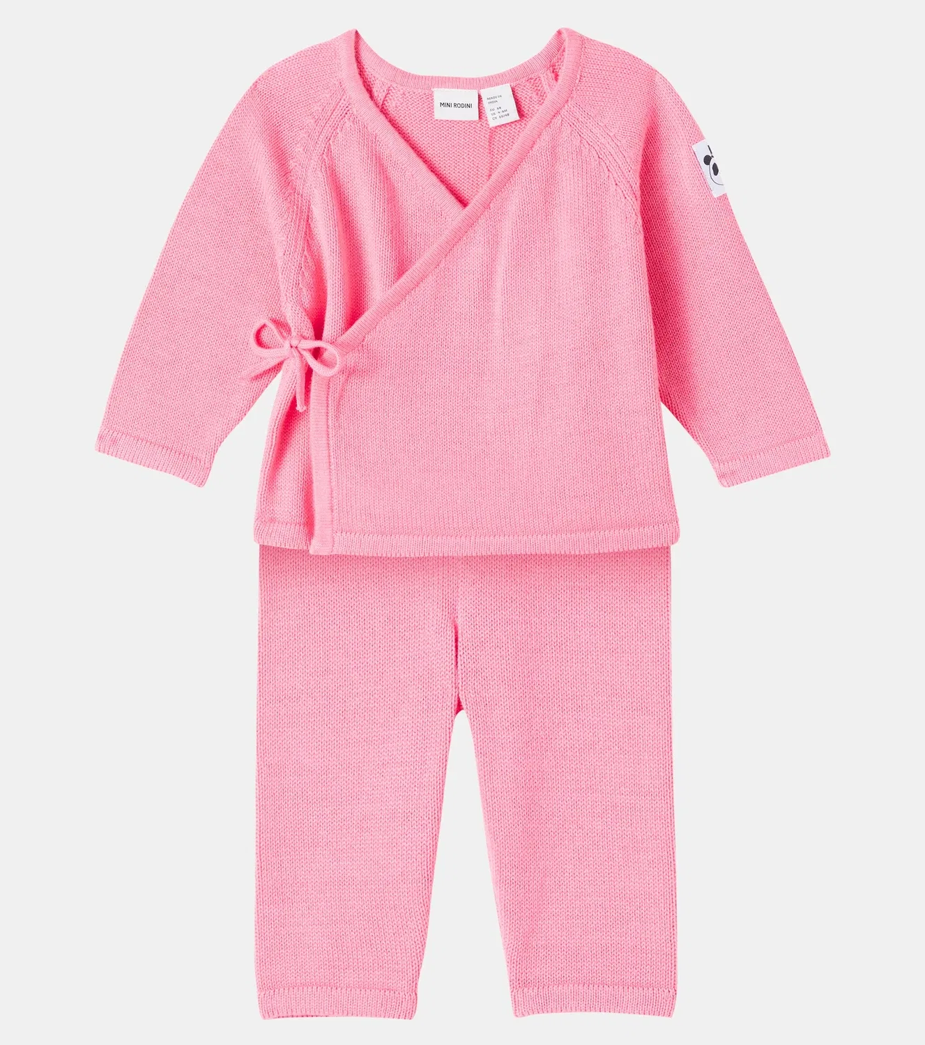 Комплект из кардигана и штанов хлопковый Mini Rodini, розовый — фото 2