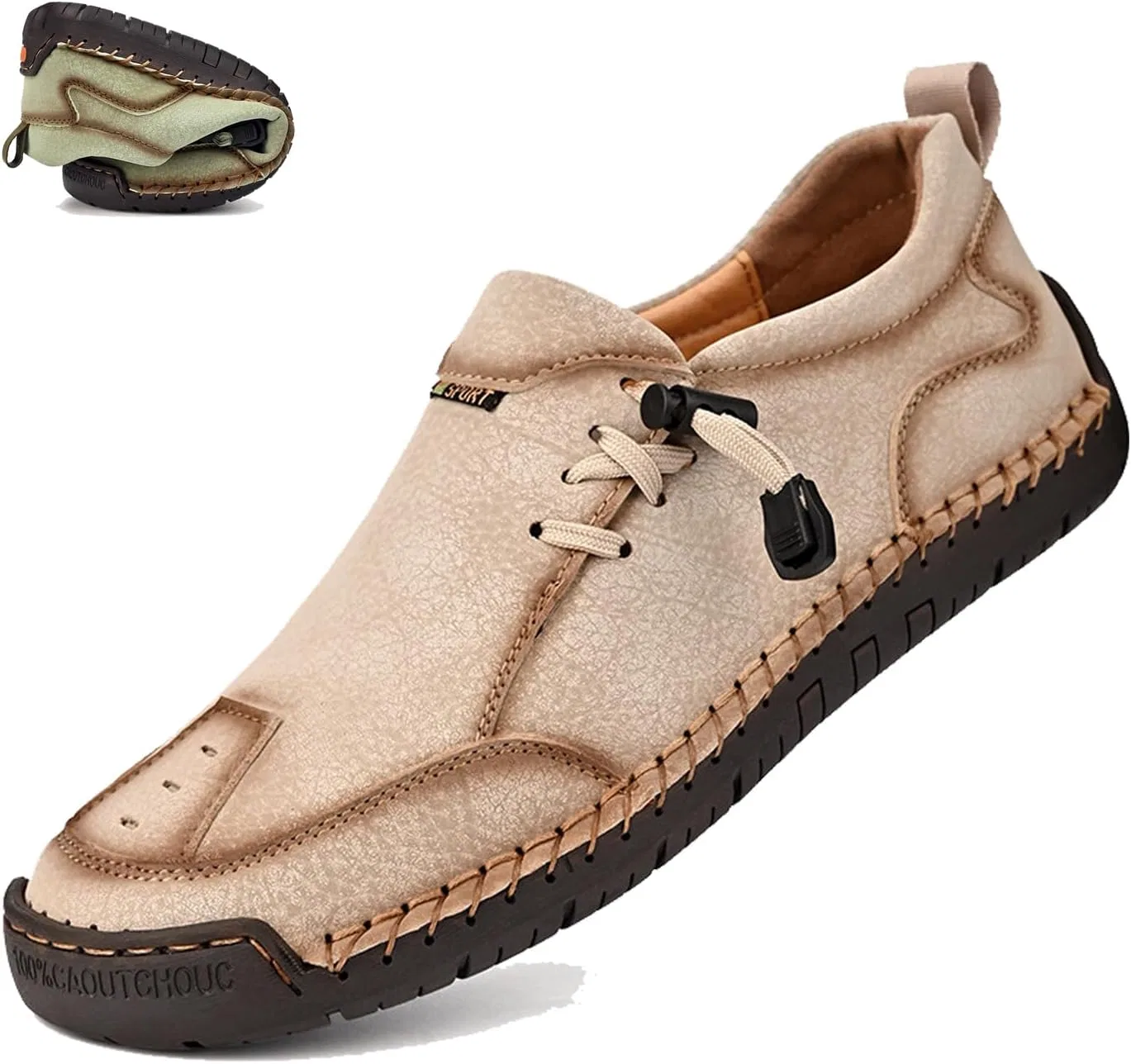 Лоферы мужские с регулируемой эластичной шнуровкой, Beige