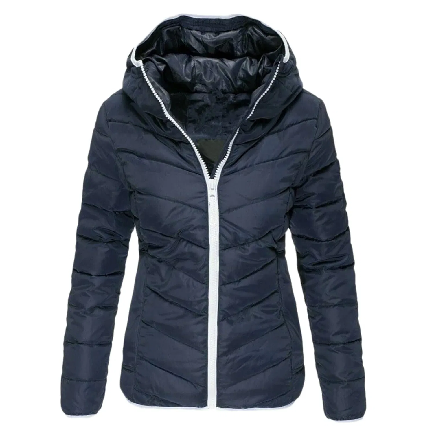 Женская легкая куртка с принтом Women's Lightweight Down Jacket Black, Navy blue — фото 2