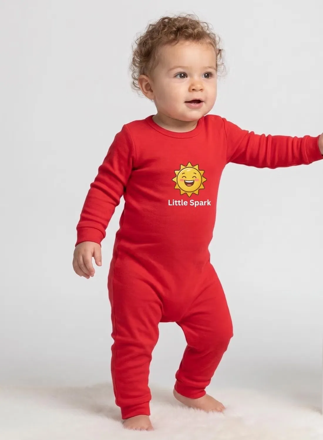 Боди-комбинезон с принтом солнца Baby little spark Babyqlo, красный