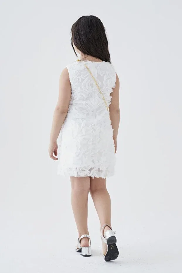 Детское платье для девочек с вышивкой Elegant Kıvanç Çocuk, White — фото 2