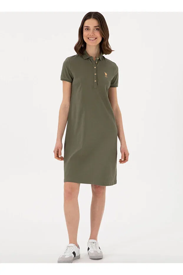 Женское платье-поло хлопковое U.S. Polo Assn., Dark Khaki