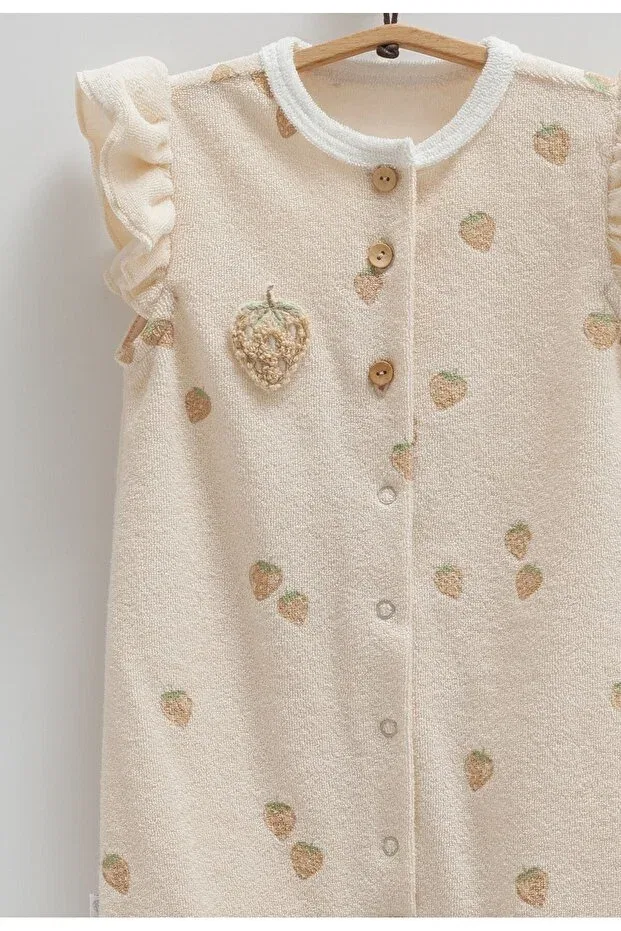 Детский комбинезон для девочек хлопковый Strawberry Towel Romper Caramell, Salmon — фото 2