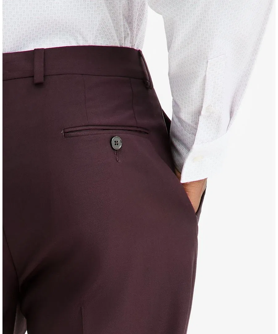 Брюки костюмные узкие из шерстяной смеси Slim Fit Calvin Klein, Burgundy — фото 3
