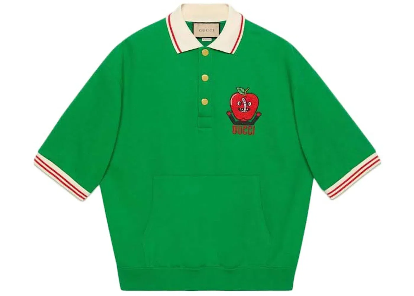 Мужское поло с вышивкой Apple Logo Gucci, Green