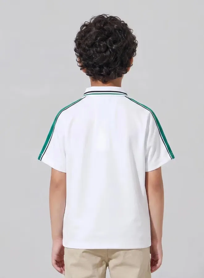 Рубашка с коротким рукавом и принтом карты КСА, модель Off KSA National Day Print, Styli, белый — фото 4