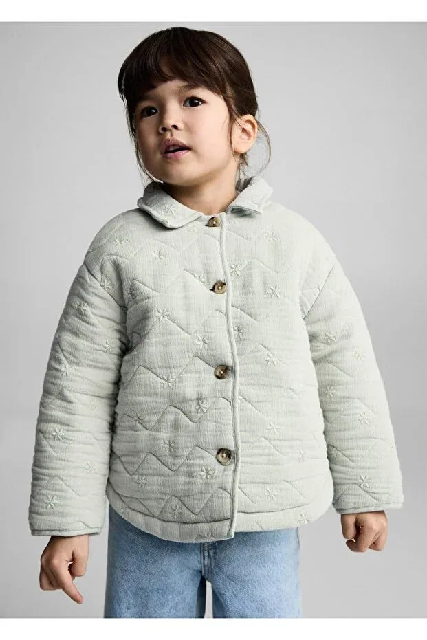 Детское зимнее пальто для девочек стеганое Mango Baby, Pastel Green