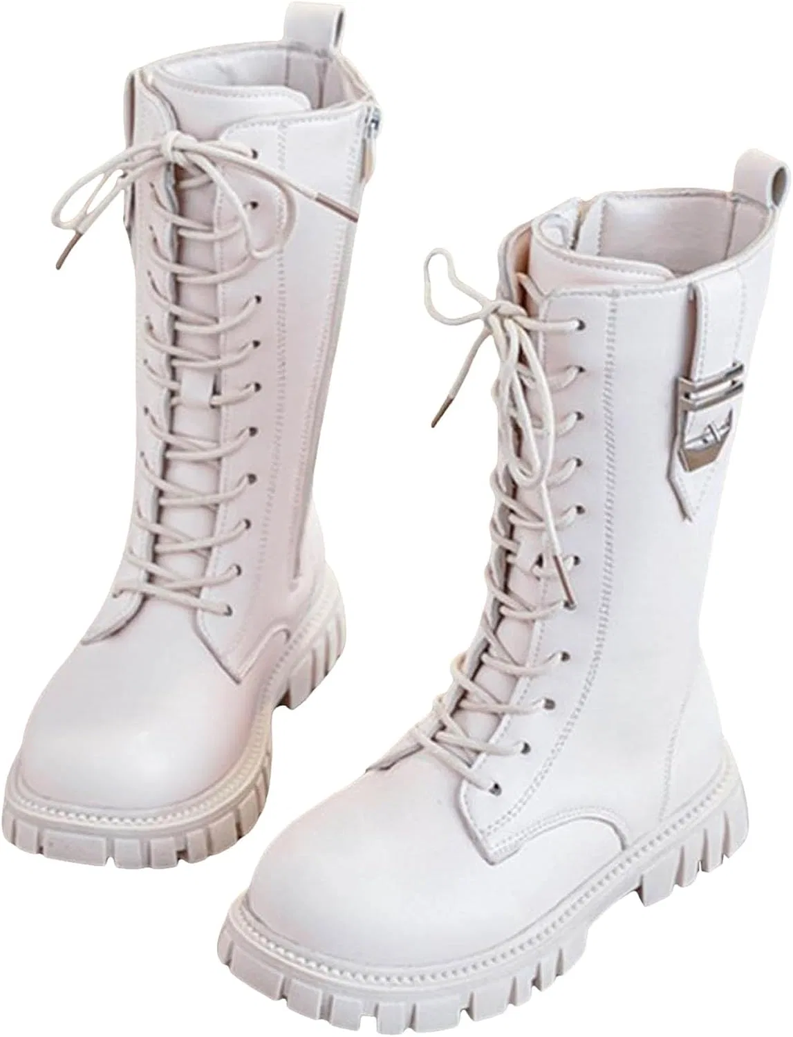Детские ботинки для девочек с принтом Combat Boots, White