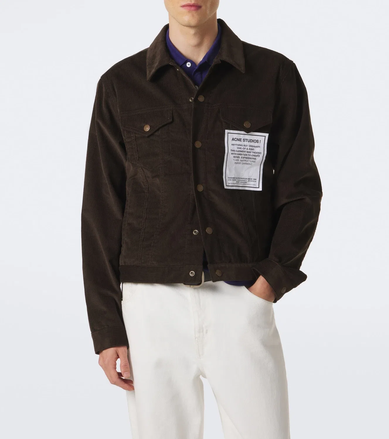 Вельветовая куртка с аппликацией-нашивкой Acne Studios, коричневый — фото 2