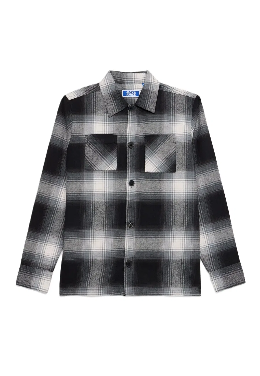 Детская рубашка Jack & Jones Junior на пуговицах, удобная посадка, модель, темно-серый цвет