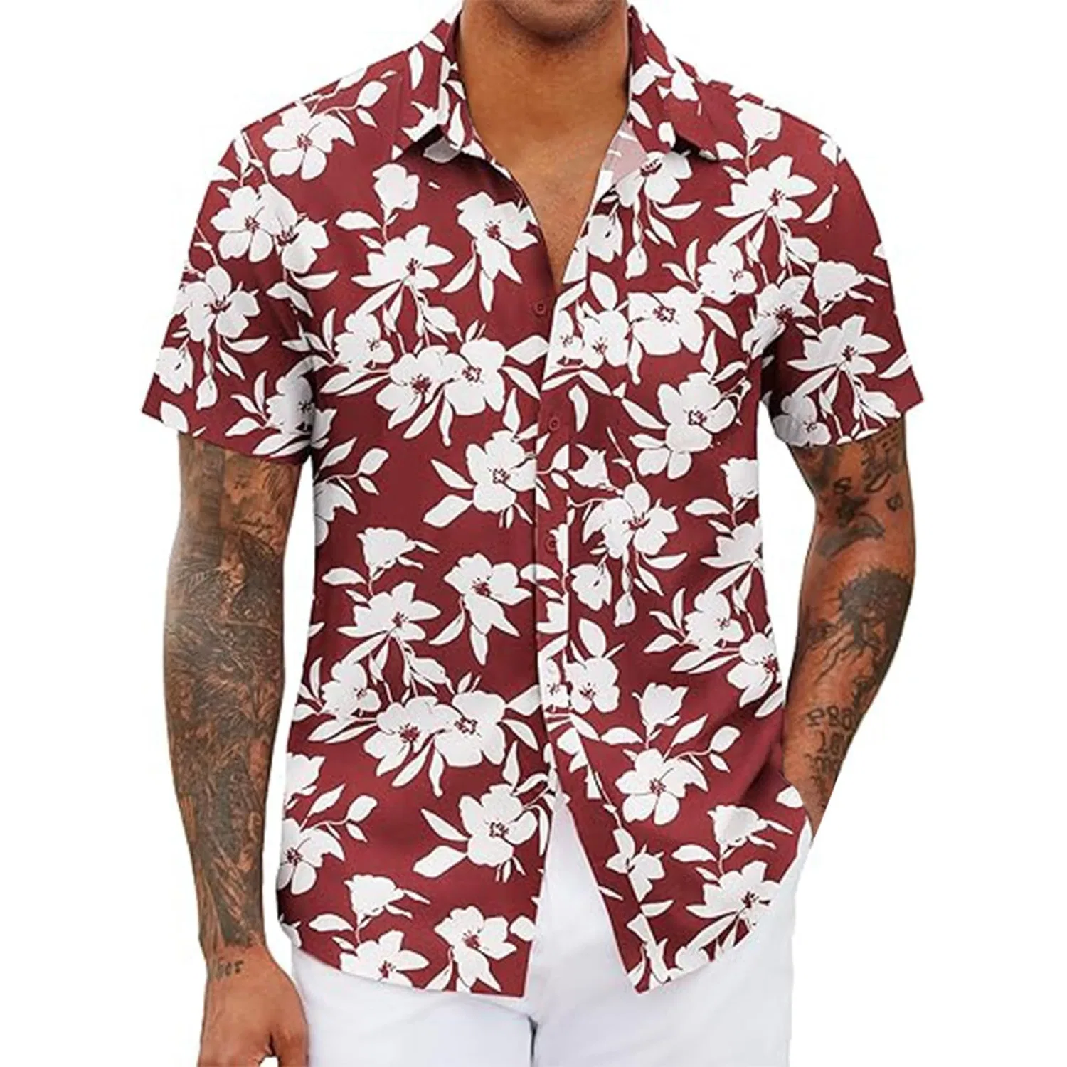Мужская рубашка с принтом Island Print, Pink