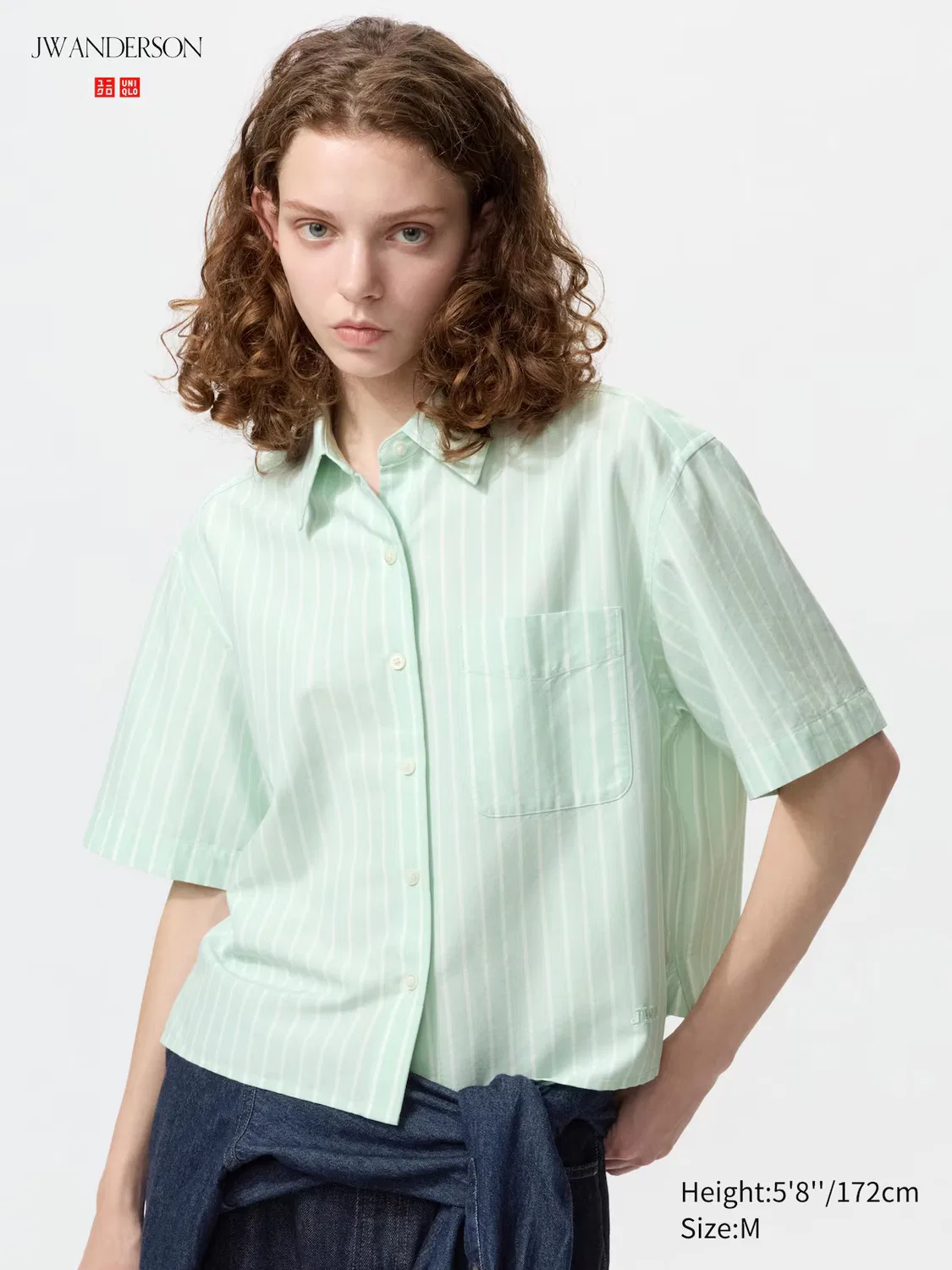 Рубашка Uniqlo, прямого кроя, в полоску, зеленый