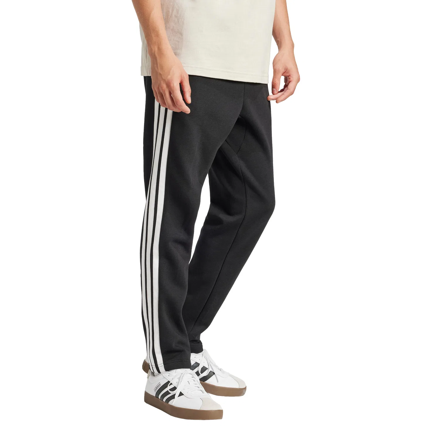 Мужские спортивные штаны с открытым низом adidas Essentials 3-Stripes Fleece, Schwarz — фото 3
