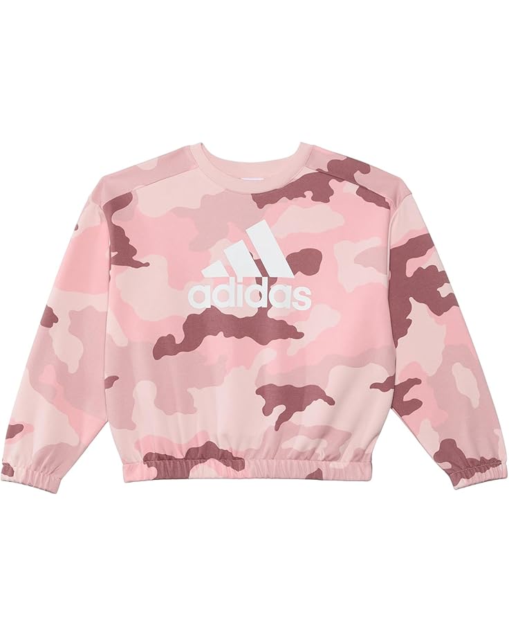 

Пуловер adidas Kids Long Sleeve Printed Crew Neck Pullover Preloved(Big Kid), цвет Preloved Crimson