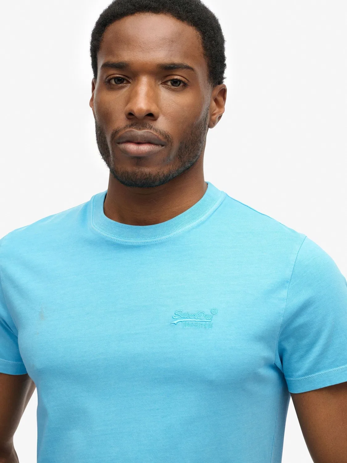 Футболка Essential Logo Embroidered Superdry, синяя — фото 4
