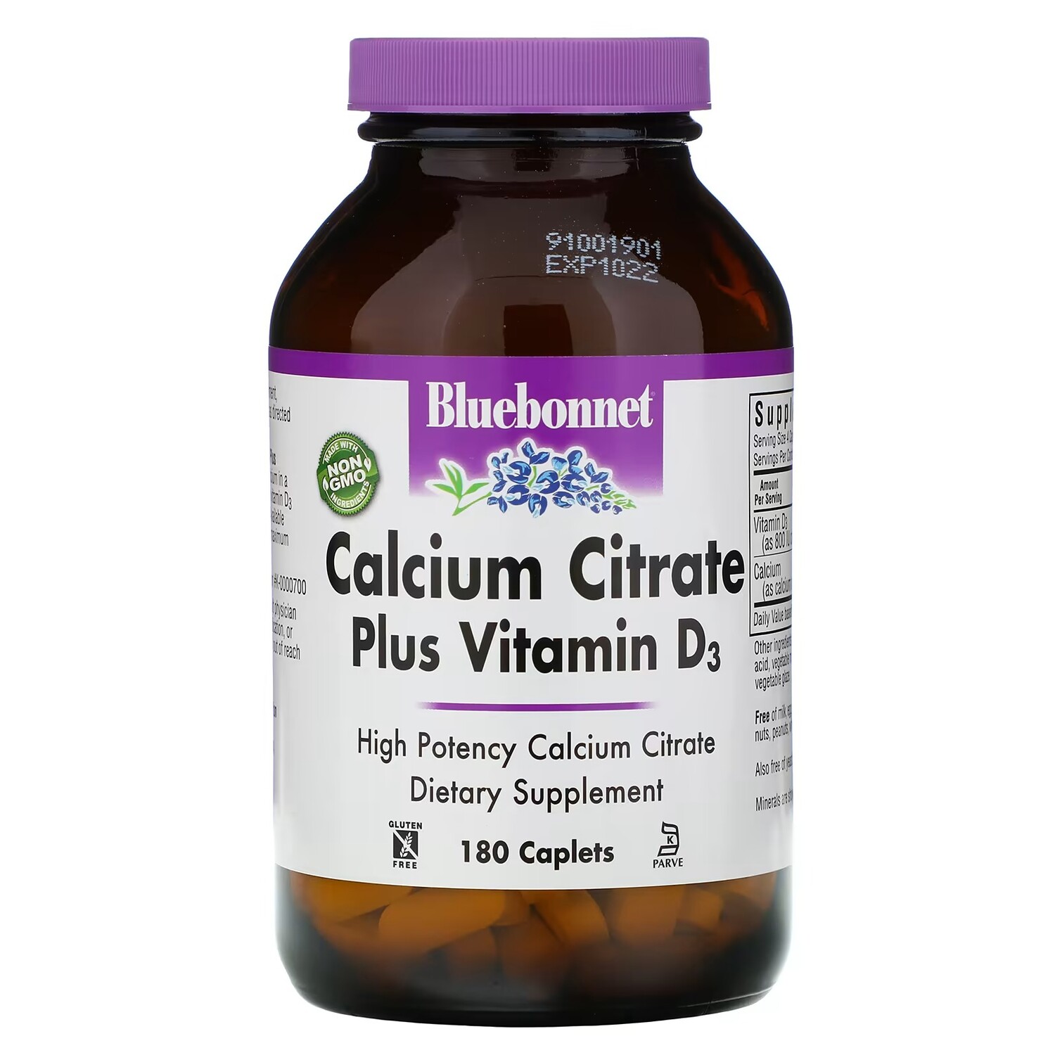 

Цитрат кальция и D3 Bluebonnet Nutrition, 180 капсул