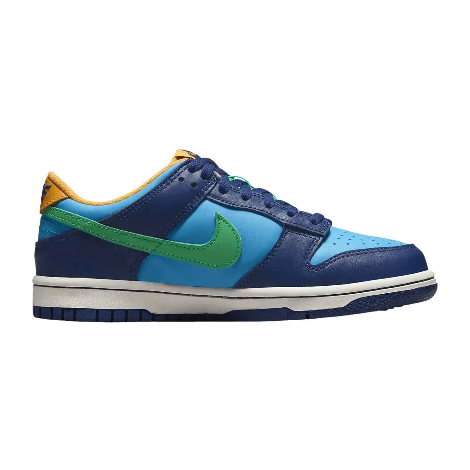 Детские кроссовки для мальчиков с низким верхом Dunk NIKE, Baltic Blue Electric Seaweed Deep Royal Orange Laser — фото 2